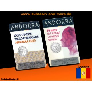2 Euro Andorra 2020 Iberoamerikanischer Gipfel + Frauenwahlrecht in Coincard