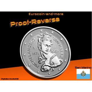 2 Euro San Marino 2025 - 550. Jahrestag der Geburt von Michelangelo PP/Reverse