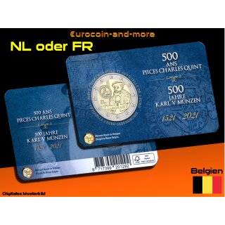2 Euro Belgien 2021 500 Jahre Karlsgulden in Coincard NL oder FR