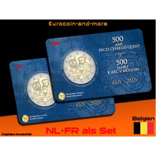 2 Euro Belgien 2021 500 Jahre Karlsgulden in Coincard NL und FR als Set