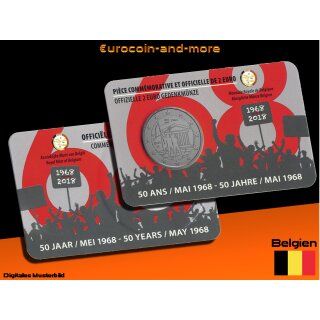 2 Euro Belgien 2018 50. Jahrestag der Studentenrevolte Mai 1968 in Coincard