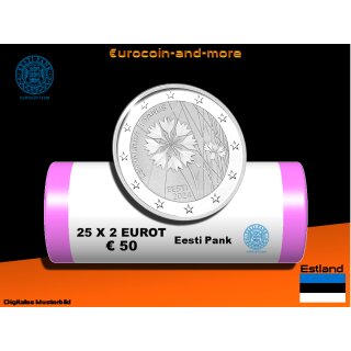 25 x 2 Euro Estland 2024 Nationalblume Kornblume -Rolle-