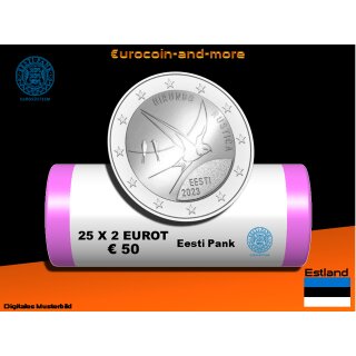 25 x 2 Euro Estland 2023 Nationalvogel Rauchschwalbe -Rolle-