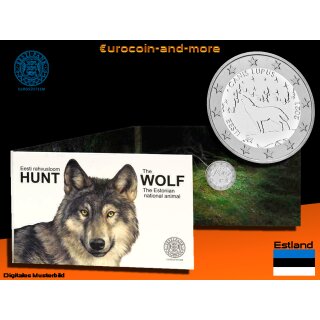 2 Euro Estland 2021 Nationaltier - Wolf in Coincard