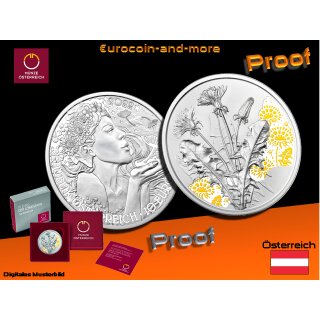10 Euro Österreich 2022 – der Löwenzahn – Sprache der Blume PP/Proof