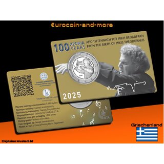 2 Euro Griechenland 2025 100. Geburtstag von Mikis Theodorakis in Coincard